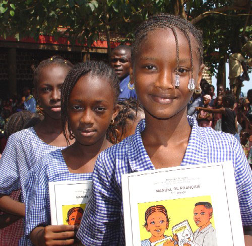 guinea school girls with books